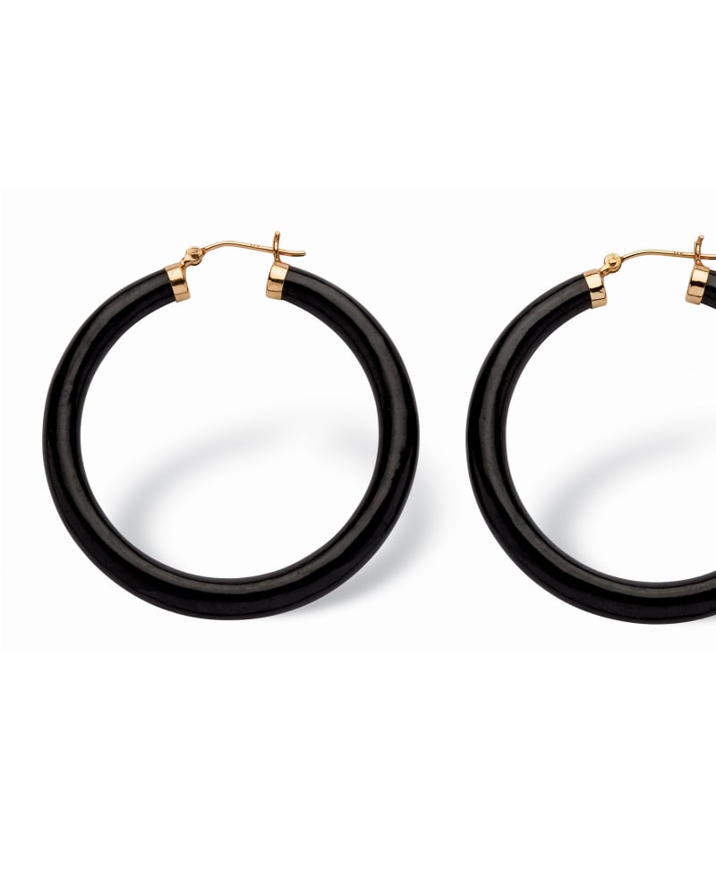 Black jade hoop earrings deals